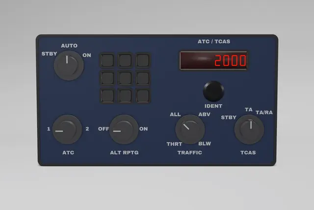 Render of the Glareshield A320 ATC/TCAS Panel