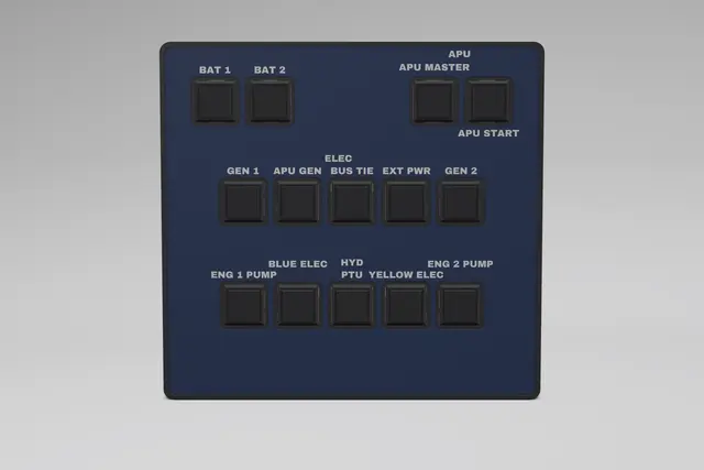 Render of the Glareshield A320 Overhead: ELEC + APU + HYD