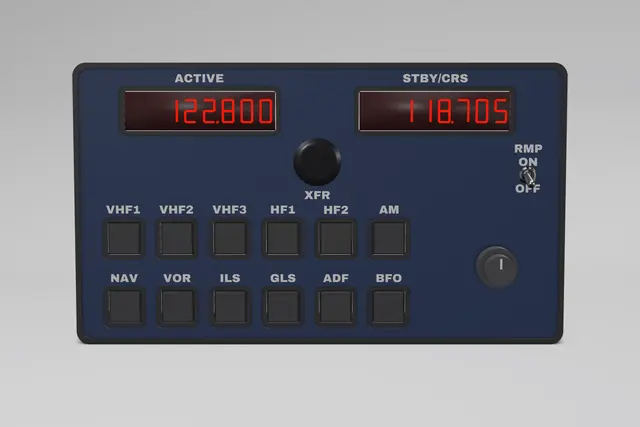 Render of the Glareshield A320 Radio Management Panel