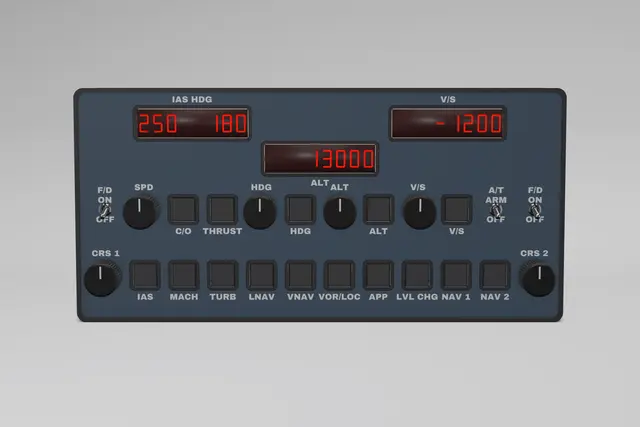 Render of the Glareshield Avro RJ Mode Control Panel